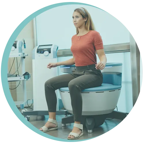 Woman receiving physiotherapy for pelvic floor and urinary incontinence treatment