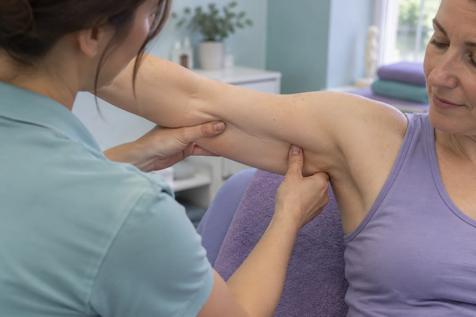 Axillary web syndrome cording treated with specialist physiotherapy after breast cancer surgery