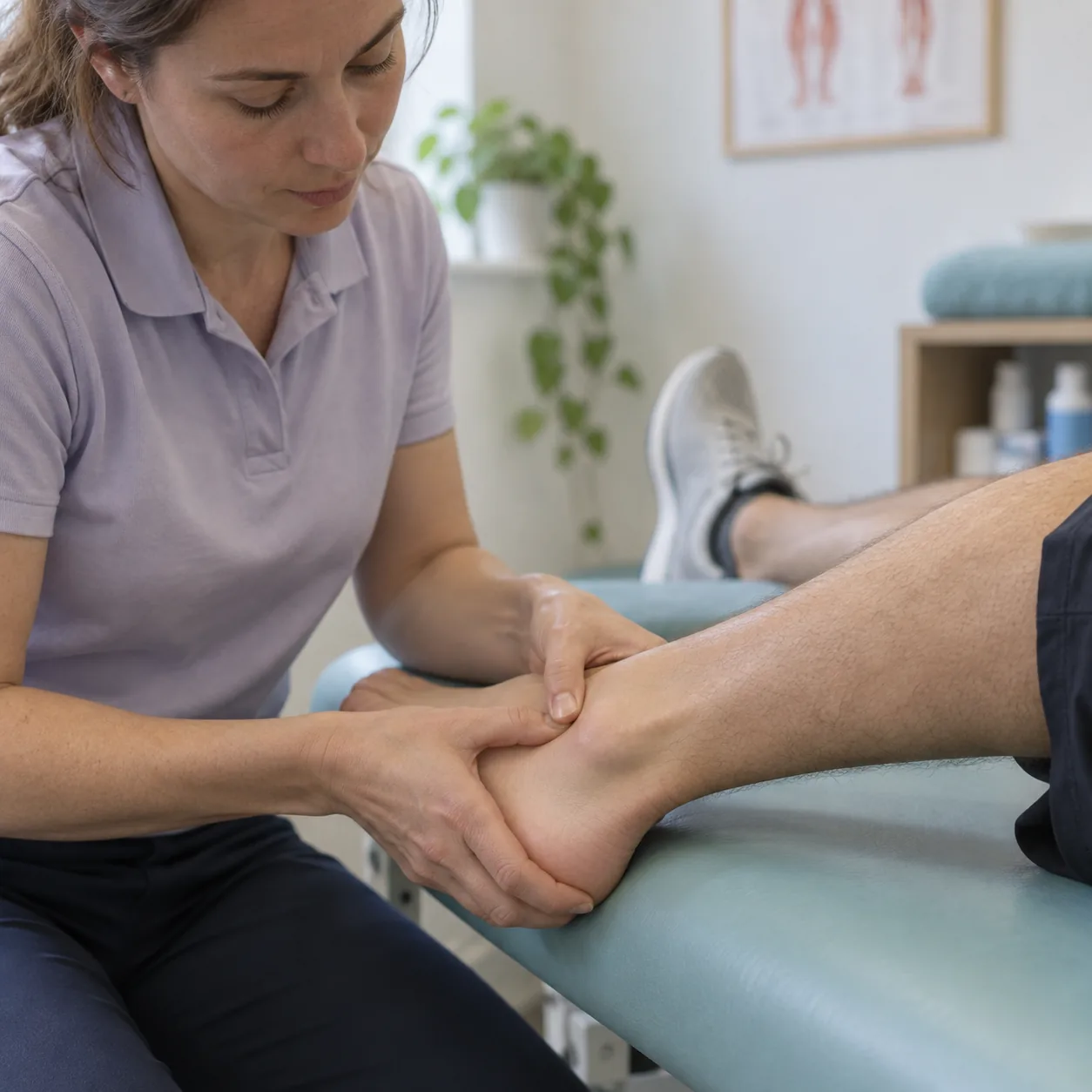 Athlete receiving assessment after a sports injury during training
