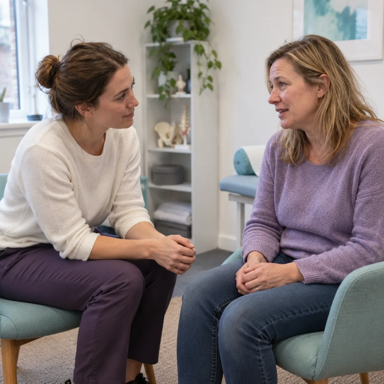 Illustration representing urinary incontinence and pelvic floor health in women